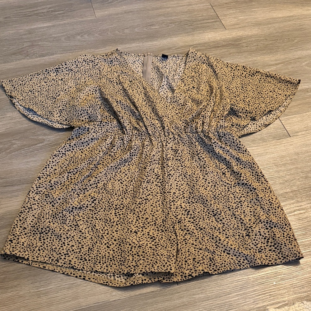 SHEIN Tan and Black Spotted Romper